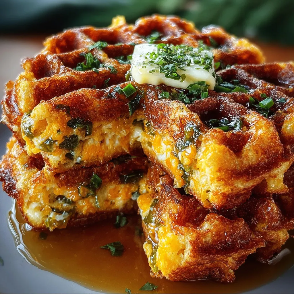 Ultimate Spicy Cheddar Jalapeño Cornbread Waffles with Sharp Cheese - secondary view